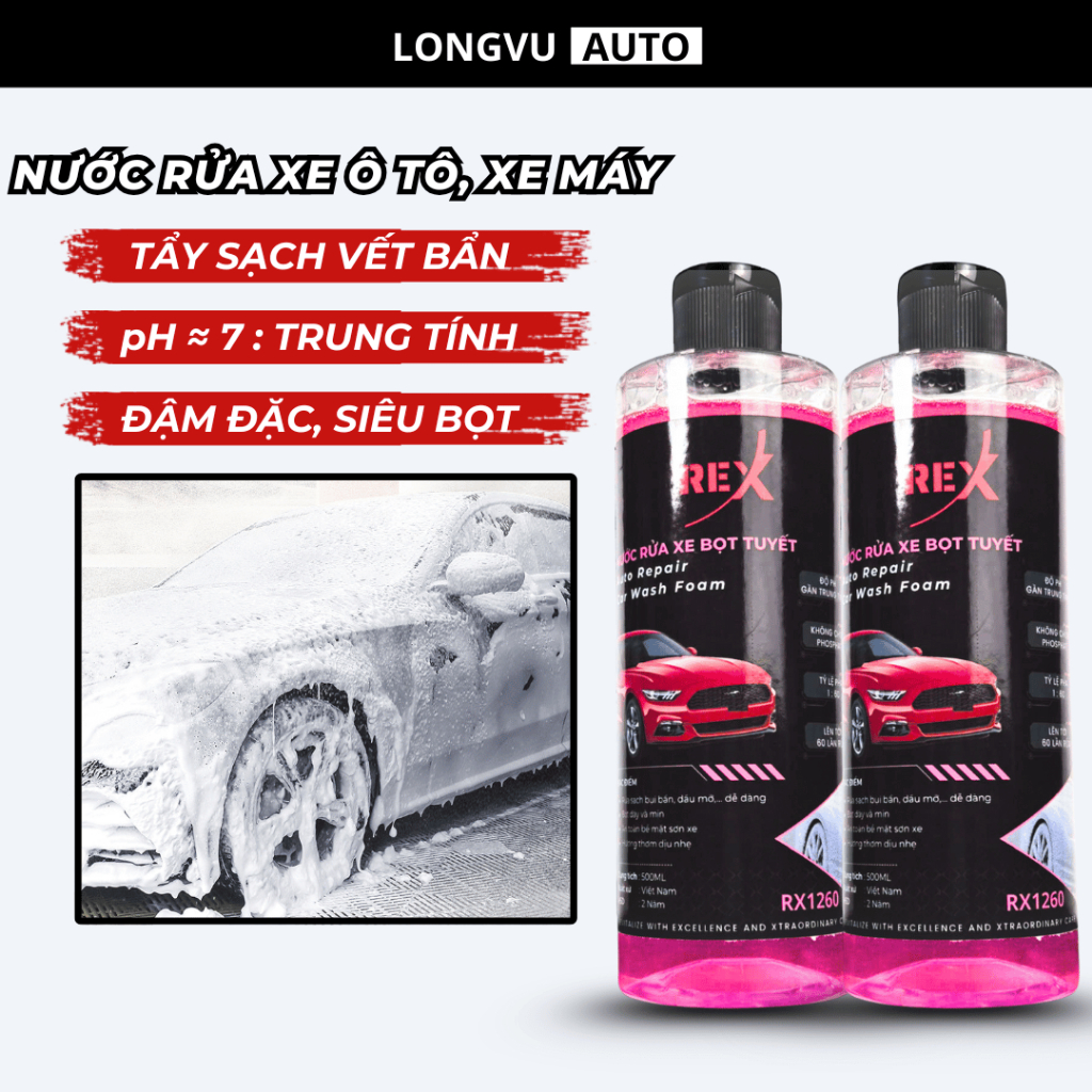 Xà bông rửa xe siêu bọt REX Car Wash Foam RX1260 - LongVu Auto