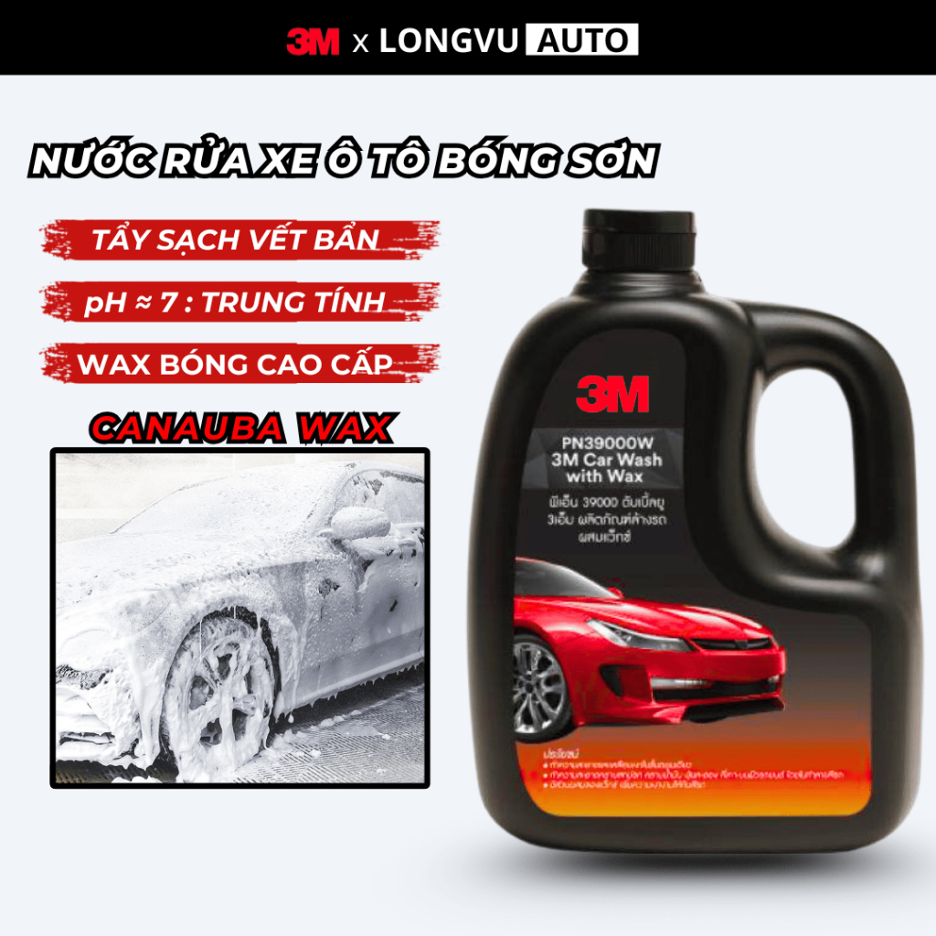 Xà bông rửa xe siêu bọt 3M Car Wash With Wax PN39000W- 1L
