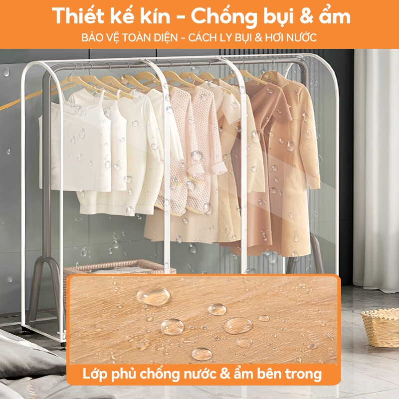 Vỏ Bọc Giá Treo ICON - Thiết Kế Kín & Trong Suốt, Chống Bụi Ẩm Hiệu Quả, Dễ Dàng Quan Sát Quần Áo