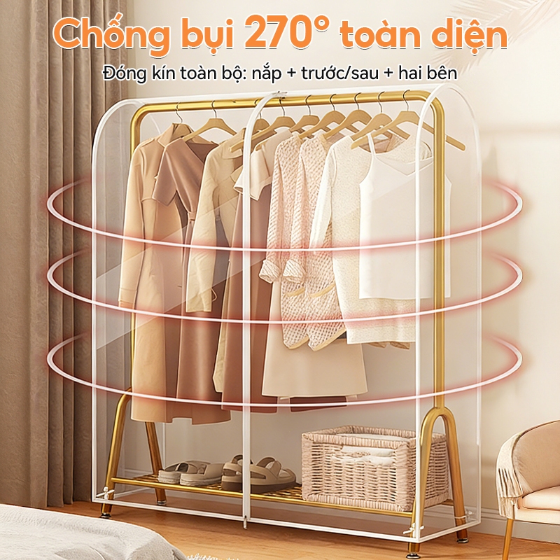 Vỏ Bọc Giá Treo ICON - Thiết Kế Kín & Trong Suốt, Chống Bụi Ẩm Hiệu Quả, Dễ Dàng Quan Sát Quần Áo