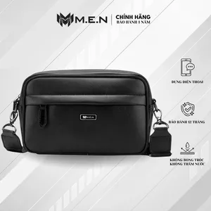 HCM Túi đeo chéo da kiểu ngang thời trang MEN R7 Đen bóng mờ lịch lãm {MẪU MỚI}