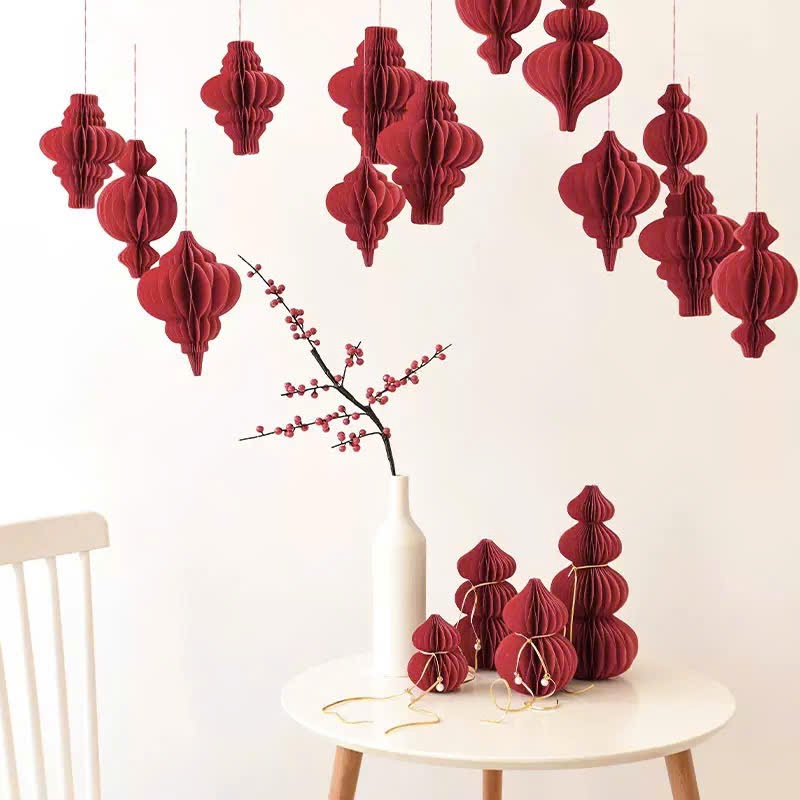 Đèn Lồng Giấy Xếp Đỏ nhiều Kiểu Dáng Ngẫu Nhiên Mẫu Phù Hợp trang trí tết decor không gian quán cafe