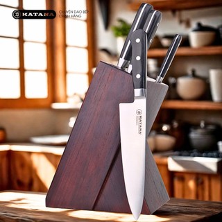 Hộp đựng dao bằng gỗ Teak thương hiệu KATANA màu nâu - DD01