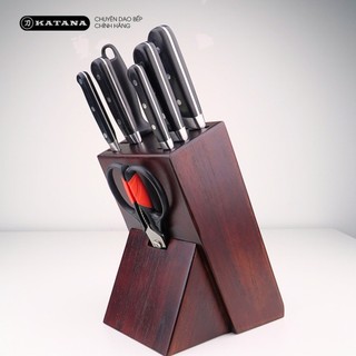 Hộp đựng dao bằng gỗ Teak thương hiệu KATANA màu nâu - DD01