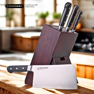 Hộp đựng dao bằng gỗ Teak thương hiệu KATANA màu nâu - DD01