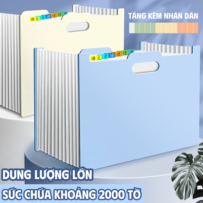 Túi đựng tài liệu A4 cao cấp, 13 ngăn phân loại hiệu quả- Tệp đựng hồ sơ sức chứ lớn, thiết kế sang trọng, tặng kèm note