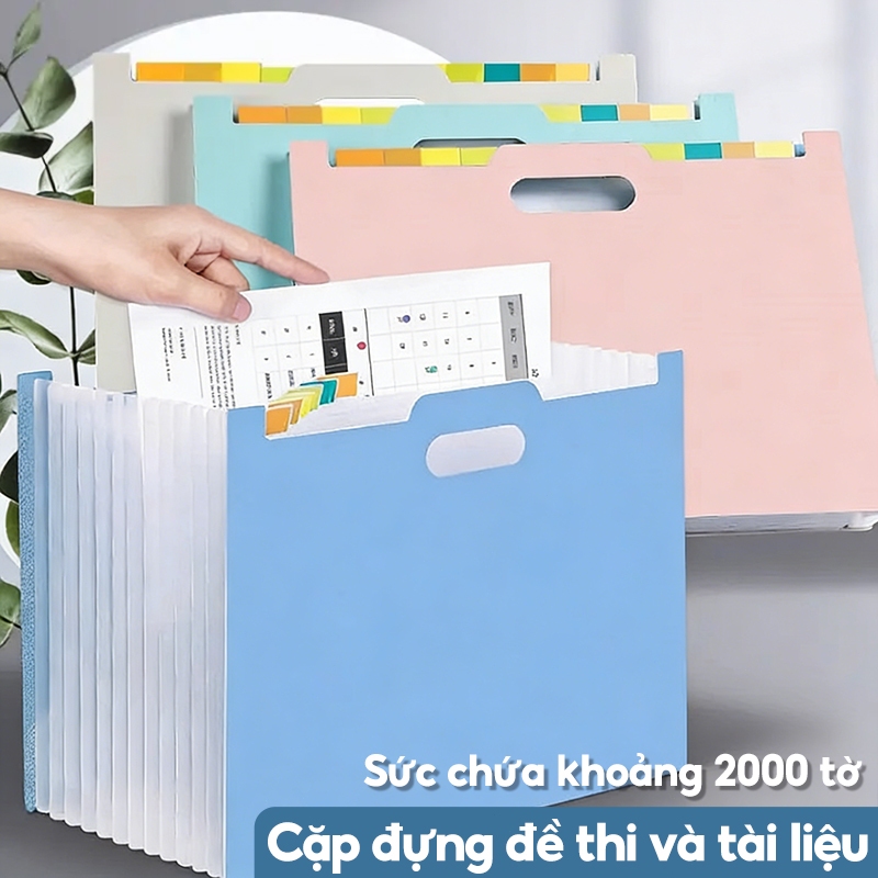 Túi đựng tài liệu A4 cao cấp, 13 ngăn phân loại hiệu quả- Tệp đựng hồ sơ sức chứ lớn, thiết kế sang trọng, tặng kèm note