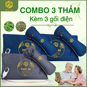 Combo 3 Thảm điện + gối điện ngải cứu Phúc An, giúp ngủ ngon giấc, quà tặng ý nghĩa