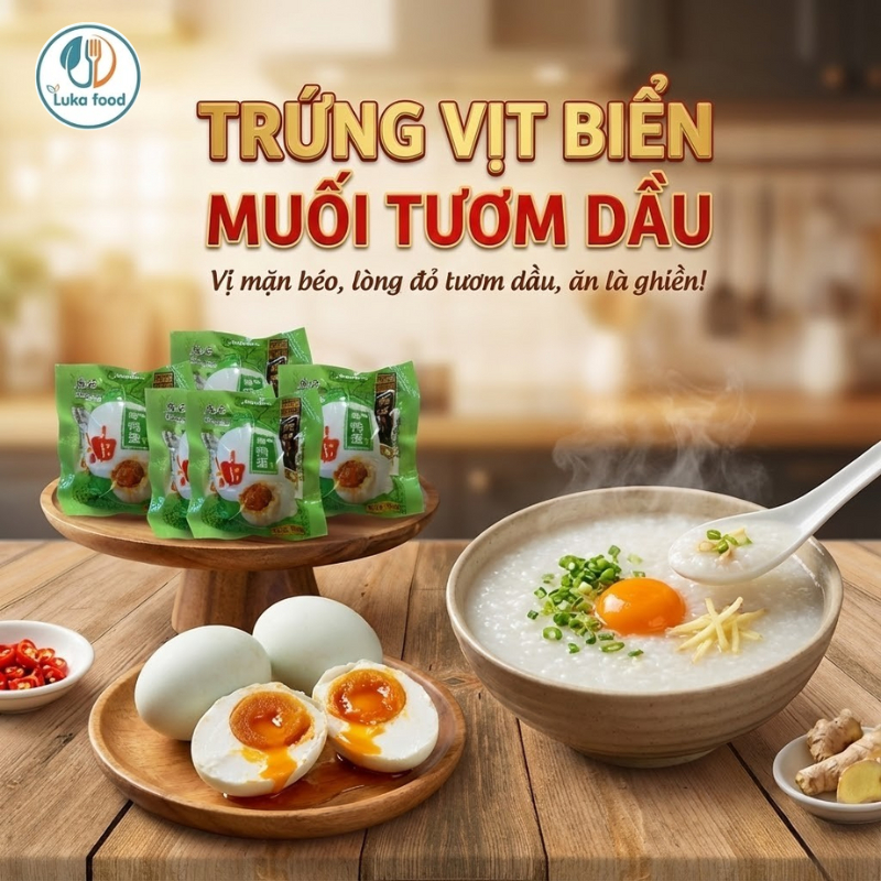 Combo 5 Trứng Vịt Biển Muối Bắc Hải Nội Địa Trung Size To - Lòng Đỏ Chảy Dầu, Béo Ngậy (Hút Chân Không) Luka Food