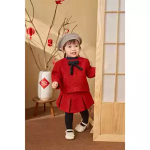 Set Bộ Áo Khoác Và Quần Váy Dạ Tweed Thời Trang Obebi Cho Bé Gái từ 8-22kg SB31