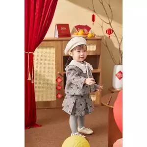 Set Áo Khoác Và Chân Váy Dạ, Váy Thêu Nơ XInh Xắn Đáng Yêu Quần Áo Tết Thời Trang Obebi Cho Bé Gái từ 8-22kg SB36