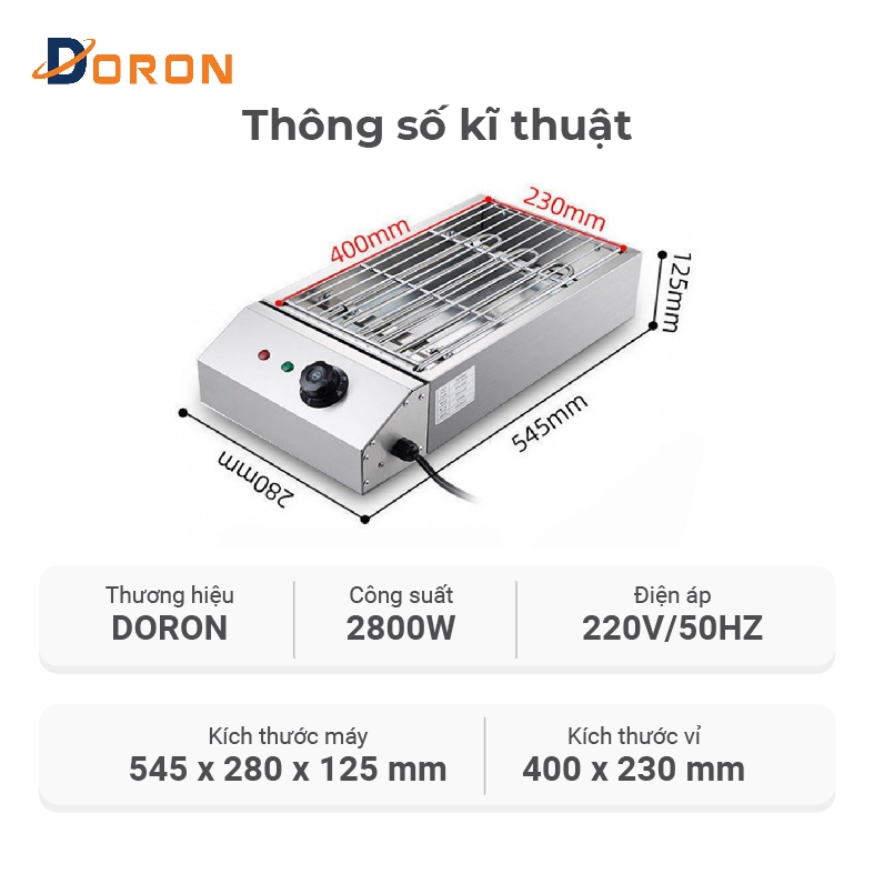 Bếp nướng hải sản, bếp nướng thịt xiên 2800W đa năng nướng thịt xiên, hải sản, đồ ăn nhanh