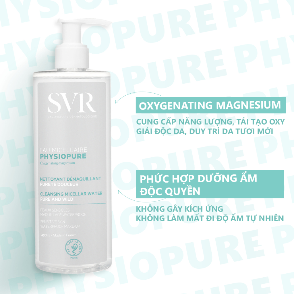 [HANNAH OLALA X SVR] Combo làm sạch da nhạy cảm Tẩy trang SVR Physiopure 400ML và Gel rửa mặt Moussante 400ML