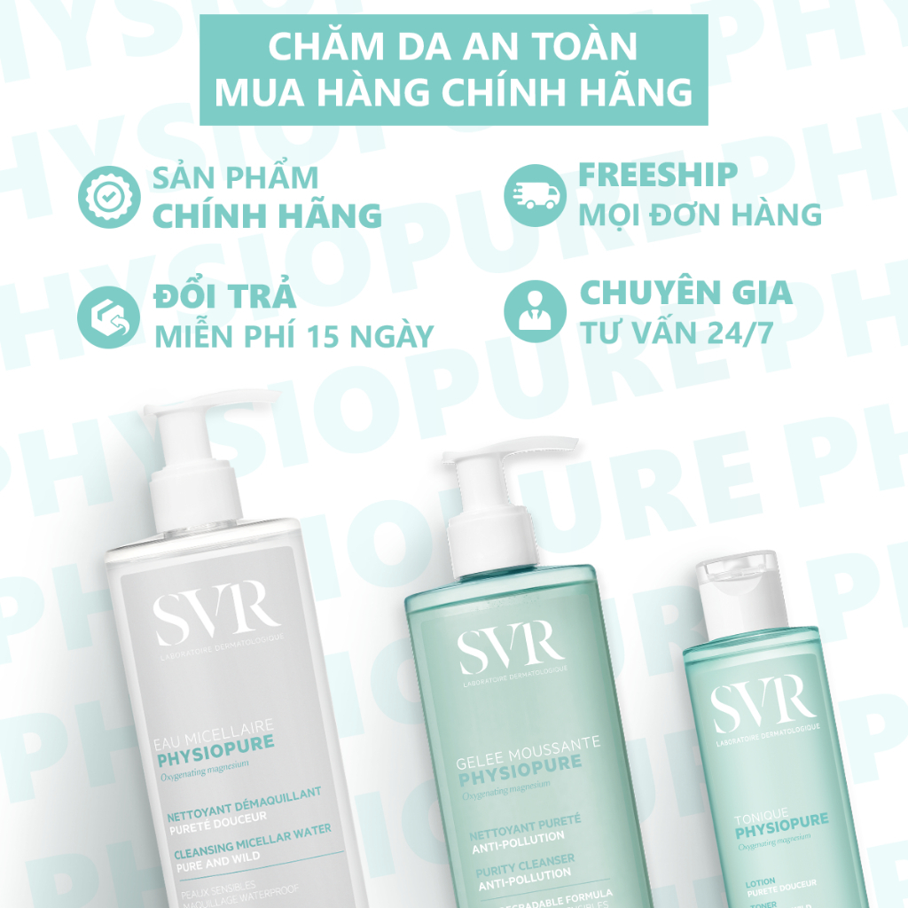 [HANNAH OLALA X SVR] Combo làm sạch da nhạy cảm Tẩy trang SVR Physiopure 400ML và Gel rửa mặt Moussante 400ML
