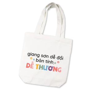 Túi vải canvas có khóa kéo, có túi phụ hình Giang sơn khó đổi bản tính dễ thương hài hước ngộ nghĩnh 30x45cm tota0282