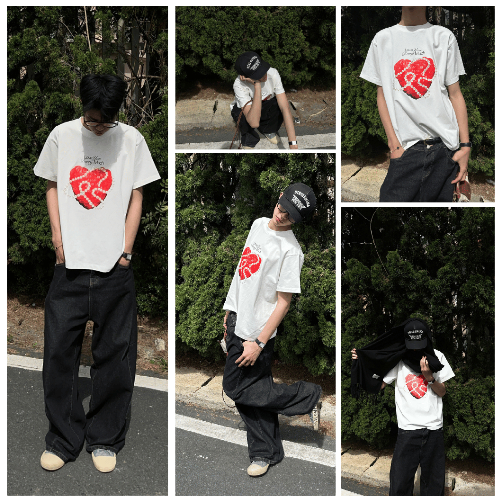 Áo Thun Unisex Amorex Love You Berry Much Chất Cotton 250gsm Cao Cấp, Form Boxy Rộng Rãi | BigBuy360 - bigbuy360.vn