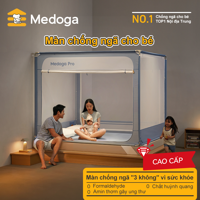 [PRO 2] Mùng Chống Ngã Medoga Cao Cấp - Khung Vuông | Chống Muỗi | Chắn Giường | Chống Ngã Giường | Không Khoan Tường | BigBuy360 - bigbuy360.vn