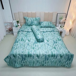 🌴SIÊU ĐẸP️️🌴Bộ Ga Gối Lụa Lyocell Sợi Tre Vườn Thông Xanh Thoáng Mát, Mền Chần Bông_Chăn ga sỉ HCM