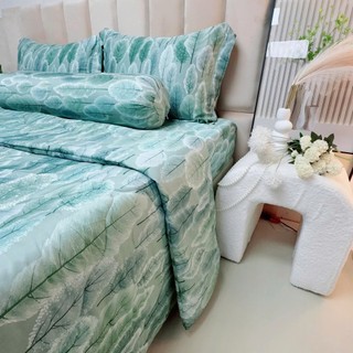 🌴SIÊU ĐẸP️️🌴Bộ Ga Gối Lụa Lyocell Sợi Tre Vườn Thông Xanh Thoáng Mát, Mền Chần Bông_Chăn ga sỉ HCM