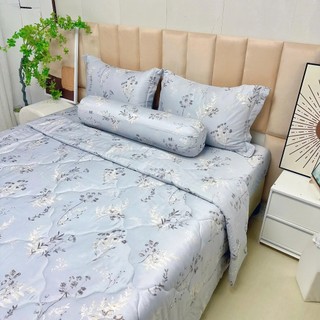 🌞SIÊU ĐẸP️️🌞Bộ Ga Gối Lụa Lyocell Sợi Tre Xám Thủy Tiên Thoáng Mát, Mền Chần Bông_Chăn ga sỉ HCM