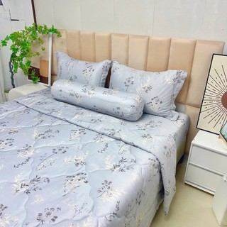 🌞SIÊU ĐẸP️️🌞Bộ Ga Gối Lụa Lyocell Sợi Tre Xám Thủy Tiên Thoáng Mát, Mền Chần Bông_Chăn ga sỉ HCM