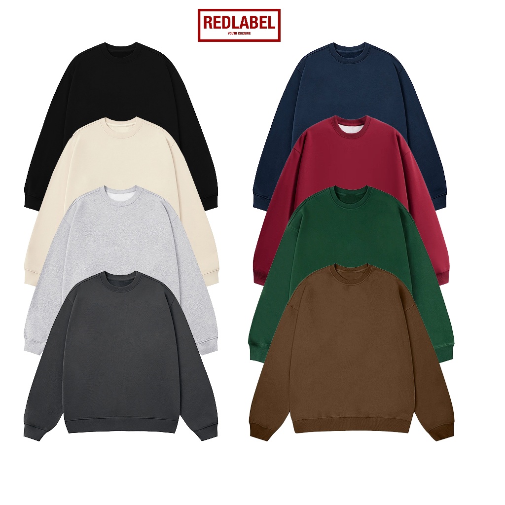 Áo Sweater Nỉ Lông Cáo Trơn Mềm Mịn, Không Xù, Không Ra Lông REDLABEL Áo Sweatshirt Dài Tay