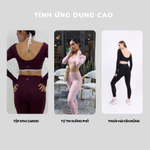 Set đồ tập gym yoga nữ Bliss legging aeyo - bộ đồ tập gym yoga pilates quần legging cạp cao, áo tay dài — ảnh 5
