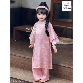 [SẴn]🧧Áo dài Tết🧧Set áo dài cách tân cho bé gái – Màu hồng dịu, mặc lễ Tết, chụp ảnh rất xinh