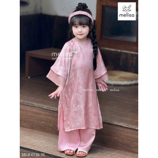 [SẴn]🧧Áo dài Tết🧧Set áo dài cách tân cho bé gái – Màu hồng dịu, mặc lễ Tết, chụp ảnh rất xinh