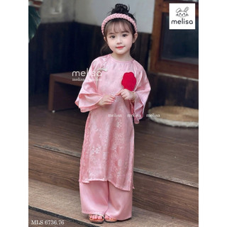 [SẴn]🧧Áo dài Tết🧧Set áo dài cách tân cho bé gái – Màu hồng dịu, mặc lễ Tết, chụp ảnh rất xinh