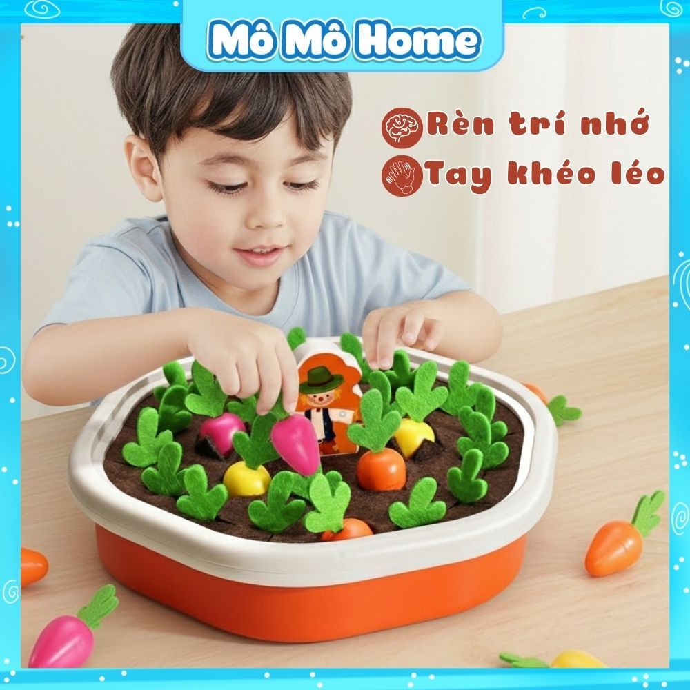 Đồ chơi nhổ cà rốt củ cải rèn luyện trí nhớ phát triển đa giác quan cho bé chất liệu nhựa ABS an toàn Mô Mô Home