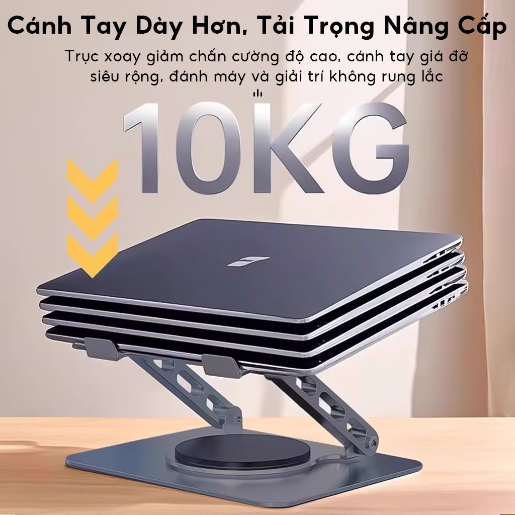 Giá đỡ Laptop chân xoay 360 độ, Đế tản nhiệt kê laptop Máy tính bảng Ipad hợp kim Thép công thái học