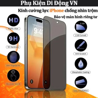 Kính cường lực iPhone chống ánh sáng xanh, chống nhìn trộm, HD mờ, phù hợp 11 12 13 14 15 16 17 Pro Max 17 Air XR XS 16E