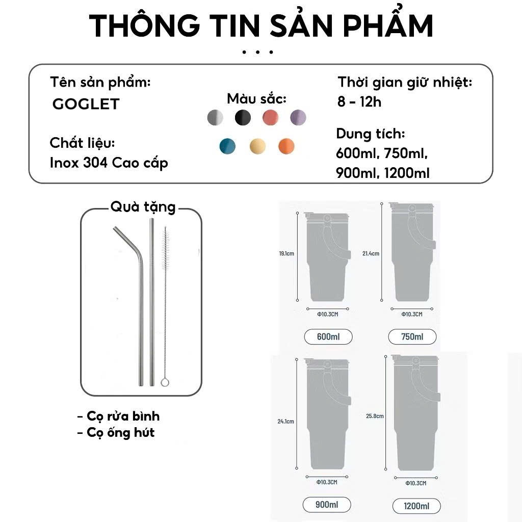 GOGLET – Bình Giữ Nhiệt Cao Cấp Có Tay Cầm Tiện Lợi 650ml | 950ml | 1200ml, Sáu Màu Hot Trend, Giá Rẻ Giữ nhiệt cực lâu | BigBuy360 - bigbuy360.vn