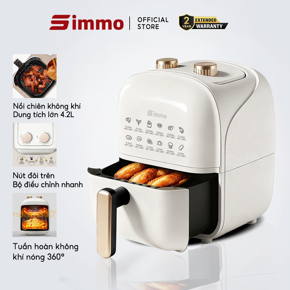 Simmo Nồi Chiên Không Dầu Dung 4.2L 1200W không dầu công nghệ chiên 360 ...