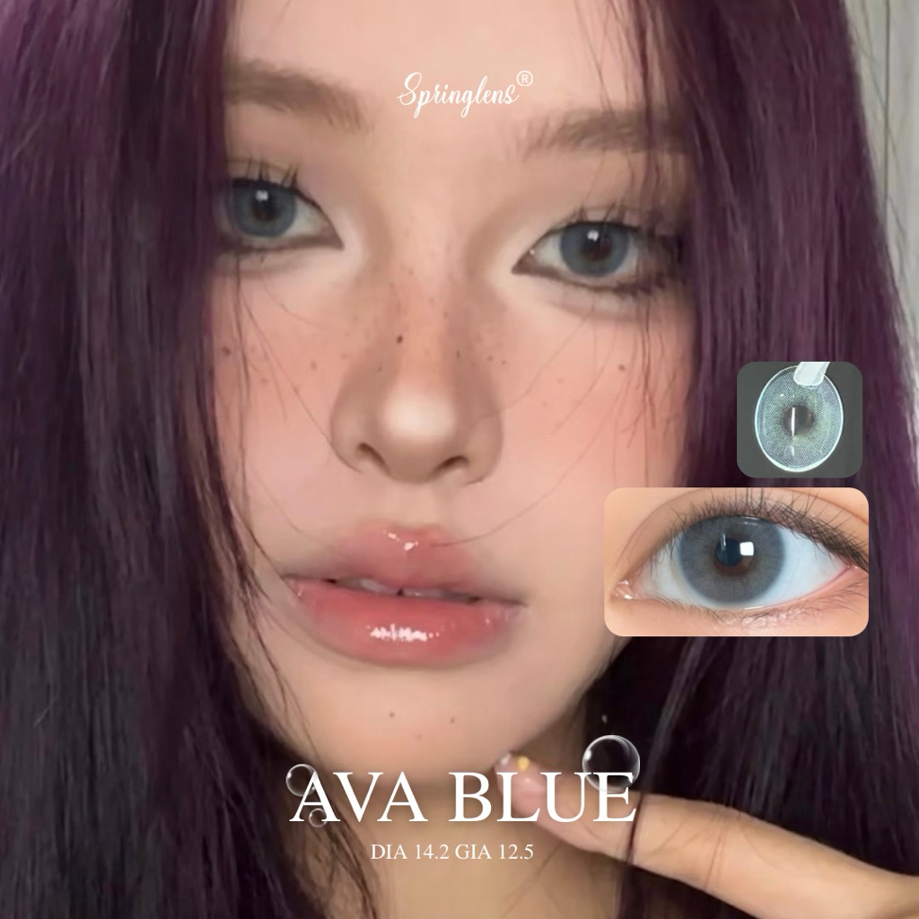 Kính áp tròng xanh biển AVA BLUE tây sáng vừa không giãn 3 tháng | Spring Lens
