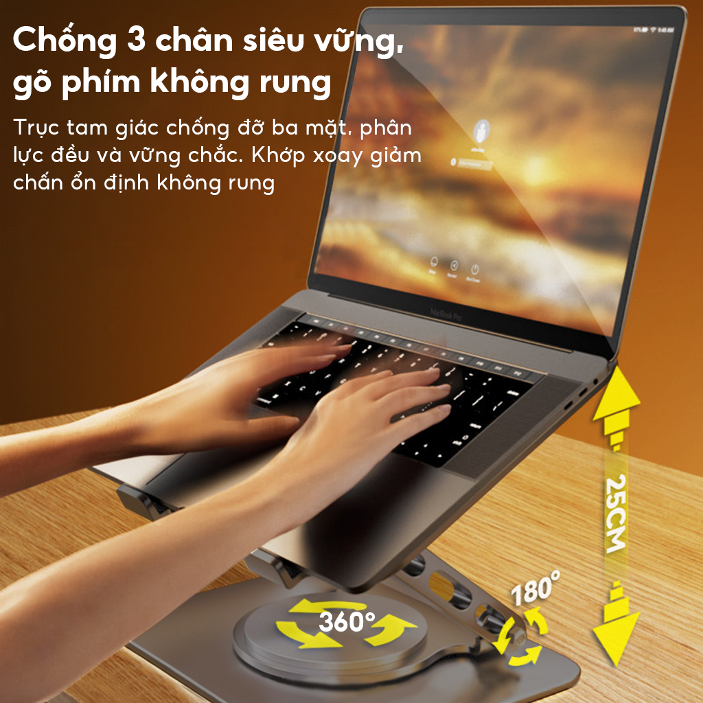 Giá đỡ Laptop, Macbook, Máy tính bảng Ipad công thái học nâng hạ độ cao hỗ trợ tản nhiệt