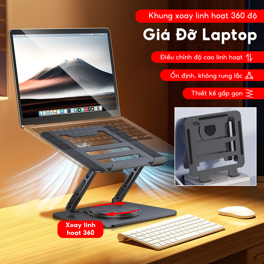 Giá đỡ Laptop, Macbook, Máy tính bảng Ipad công thái học nâng hạ độ cao hỗ trợ tản nhiệt