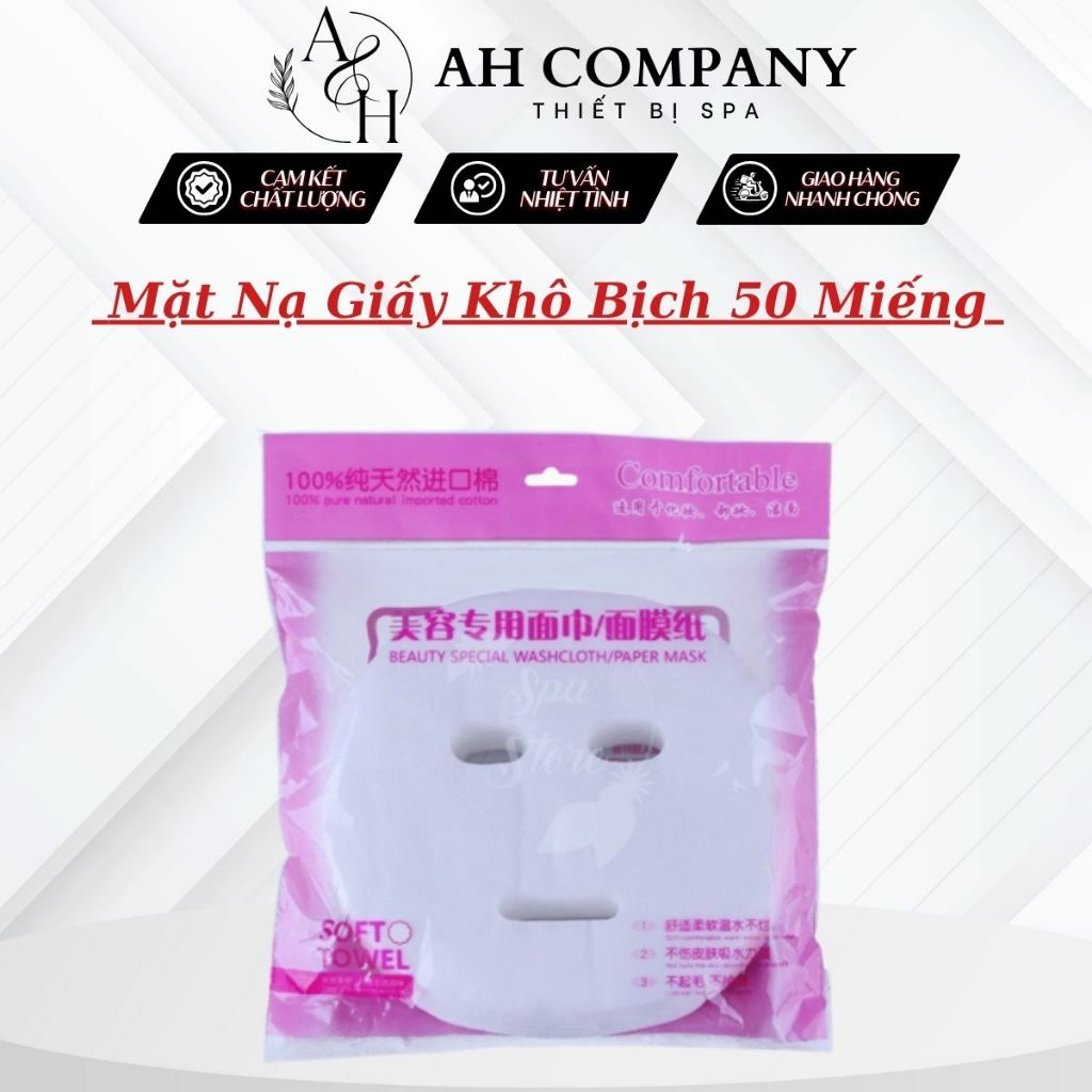 Mặt Nạ Giấy, Mặt Nạ Giấy Khô Chiết Xuất Tự Nhiên Chuyên Dùng Cho Spa, Hộp 50 Miếng