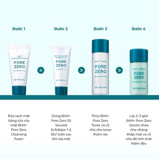 Bộ Dưỡng Da Làm Sạch Sâu, Hỗ Trợ Giảm Mụn Đầu Đen BETHESKIN BHA+ Pore Zero Trial Kit