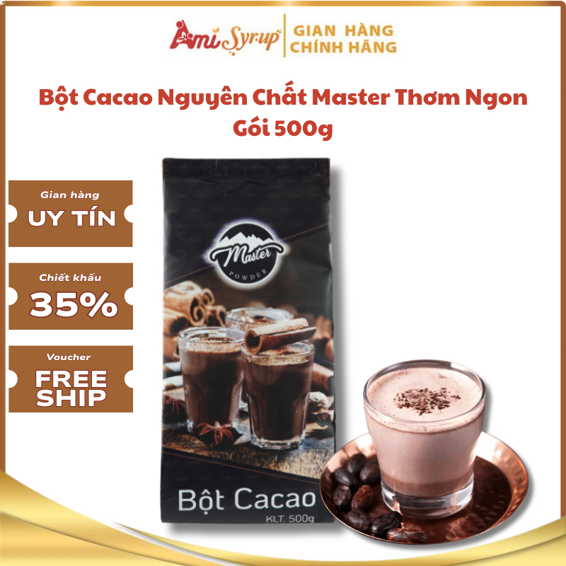 Bột Cacao Nguyên Chất Master Thơm Ngon Đậm Đà Gói 500g, Nguyên Liệu Pha Chế Cao Cấp, Bổ Dưỡng