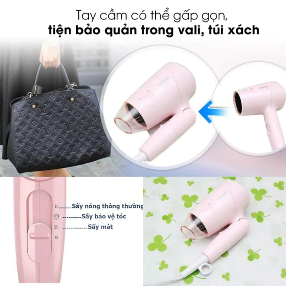 Máy Sấy Tóc PHILIPS BHC010/10 Công Suất 1200W, Thiết Kế Gấp Gọn Với 3 Chế Độ Sấy Khô Nhanh, Hiệu Quả