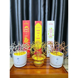 [10 tặng 2] Combo Nhang cuộn tàn số 6 An Khánh - Thơm thảo mộc mùi tết - Tàn chắc chắn làng nghề