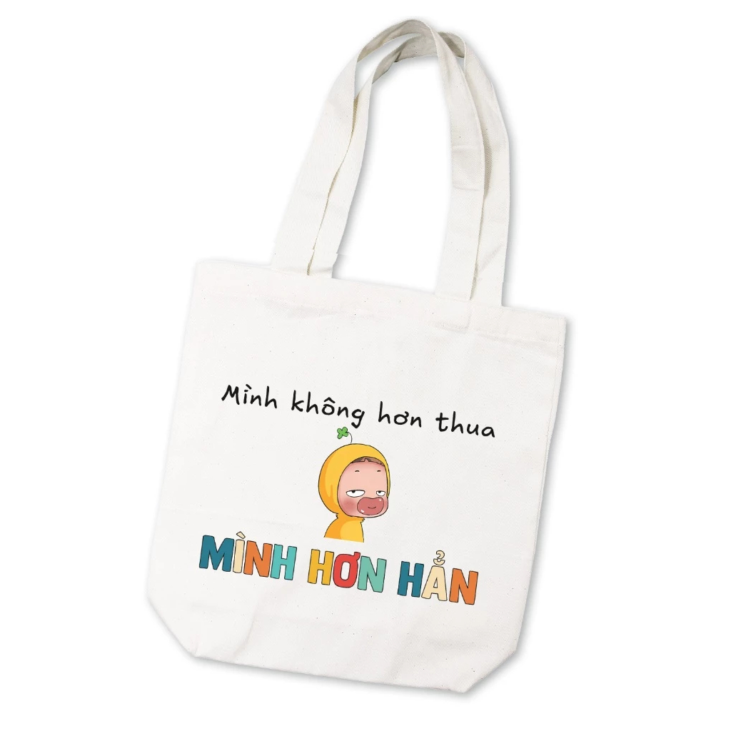 Túi Tote canvas BỘ SƯU TẬP Meow CÂU NÓI HÀI HƯỚC GENZ túi vải đeo vai có khóa kéo phong cách thời trang cho giới trẻ