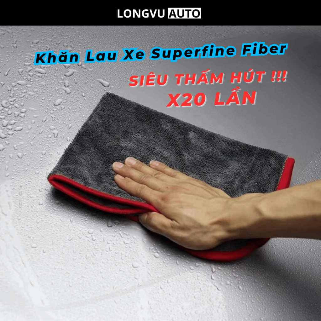 Khăn lau xe Superfine Fiber 650gsm siêu thấm hút, chống trầy xước dùng cho xe máy & Ô tô