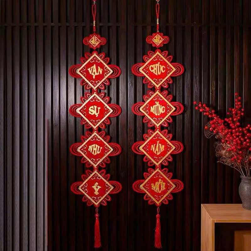 Khánh Vuông Câu Đối Chúc Mừng Năm Mới câu đối tết, câu đối nỉ nhung, cặp câu đối tết -Decor Tết