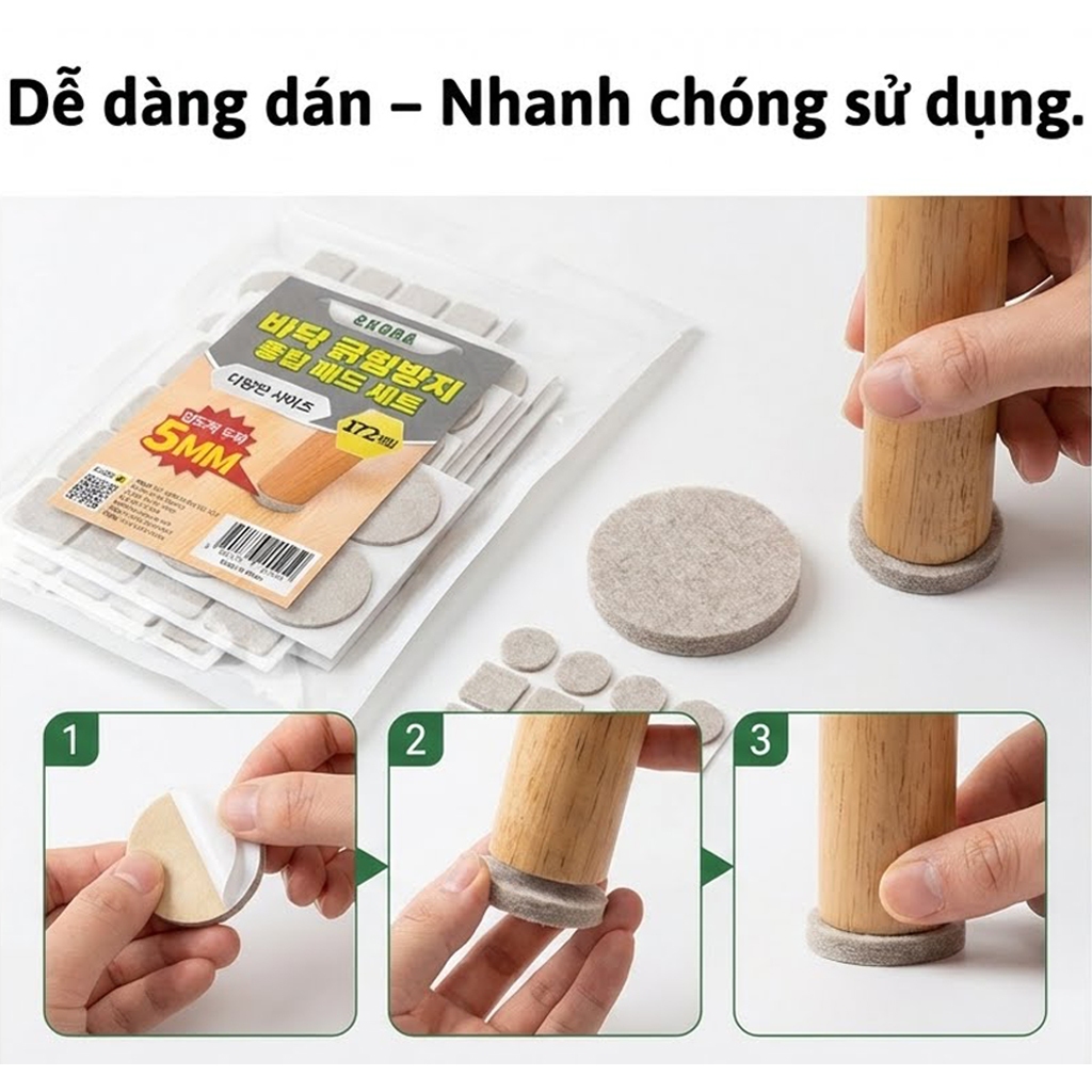 Miếng Dán Tiêu Chuẩn - Miếng Dán Chống Trượt Chân Bàn Ghế Skora Miếng Đệm Lót Chân Bàn Ghế Văn Phòng Chống Trầy Sàn G...
