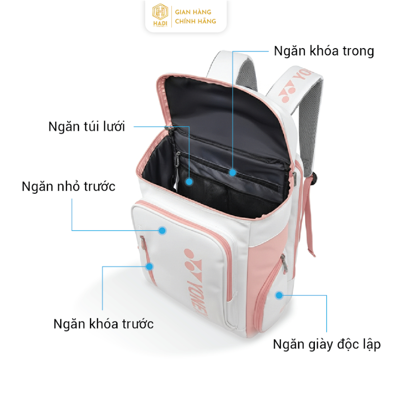 Balo đựng vợt cầu lông , tennis - hàng cao cấp chống nước ,3 ngăn siêu to đủ màu để Giày Vợt Pickleball  47cm B60