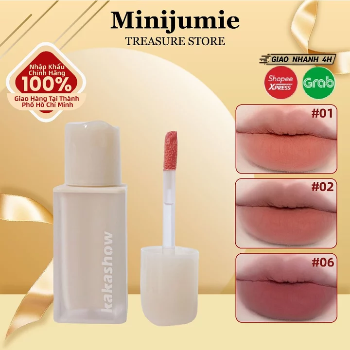 Son kem lì Kakashow vuông chất mịn như nhung tạo hiệu ứng môi căng mọng, Son nhung kem lì chống nước lâu phai mướt môi