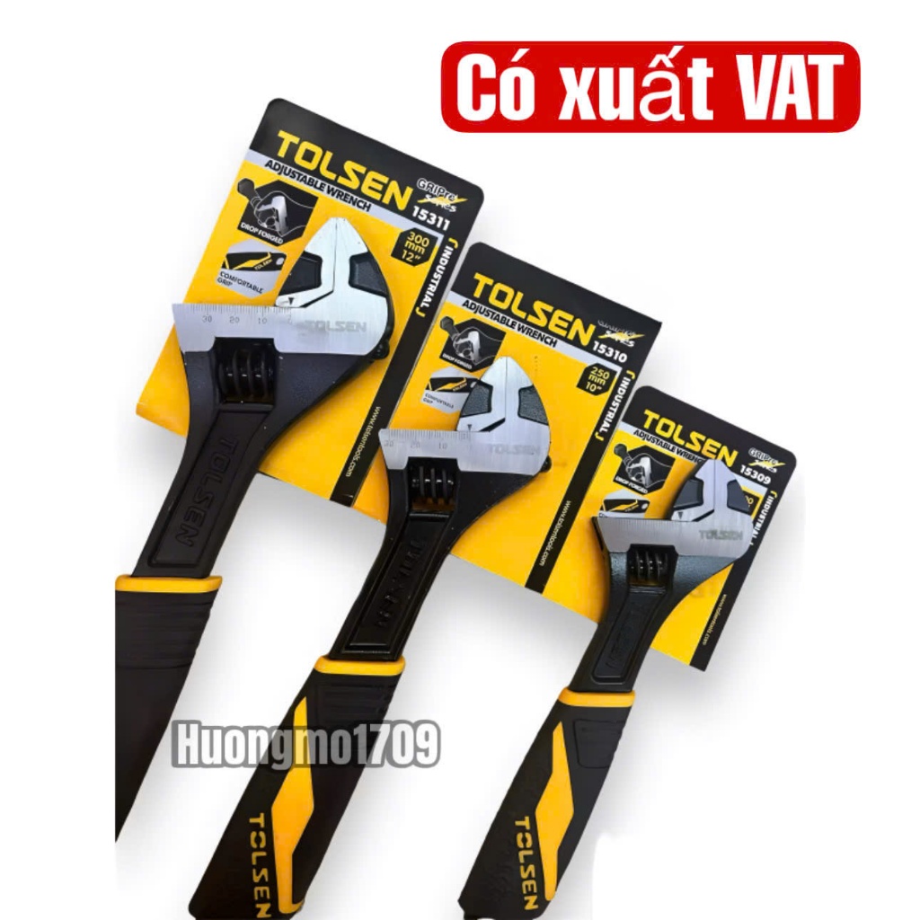 Mỏ lết cán nhựa đen công nghiệp TOLSEN đủ kích cỡ - Hàng chính hãng, chất lượng cao